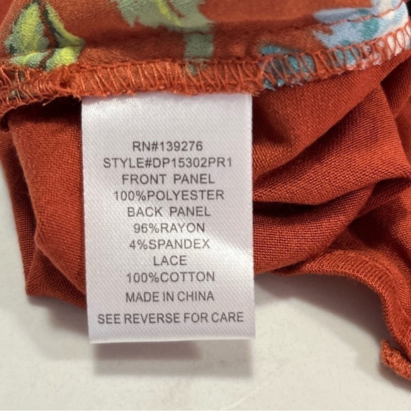 Daniel rainn Burnt Orange Quin Sleeveless Floral Keyhole Top PS - Picture 9 of 12